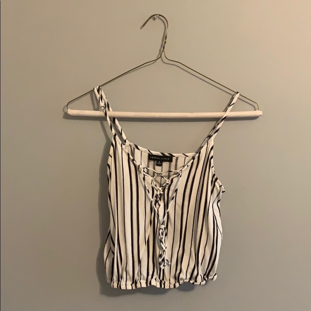 Striped cropped Kendal and Kylie tank top